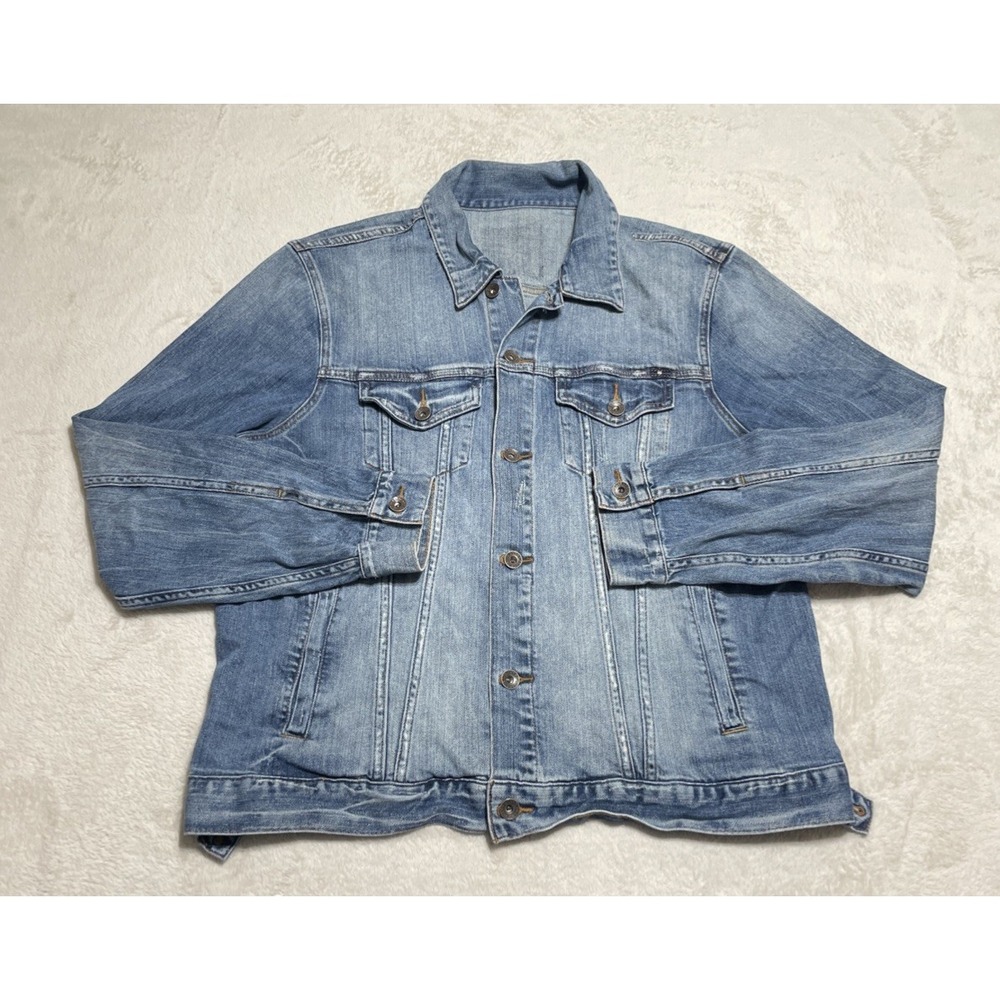 Lucky Brand Jean Jacket Mens Large Classic Fit Adjustable Waist Stretch Denim